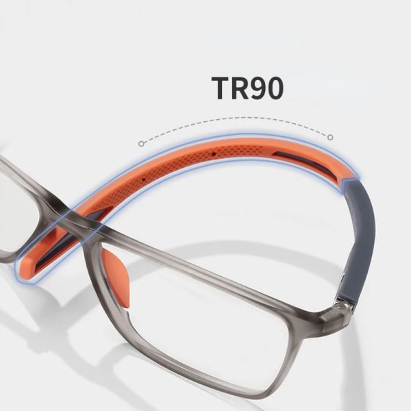 Ny trend TR90 Läsglasögon Mode Män Kvinnor Sport Presbyopi Glasögon Retro Blått Ljusblockerande Glasögon Dioptri 0 Till +4,0 black grey