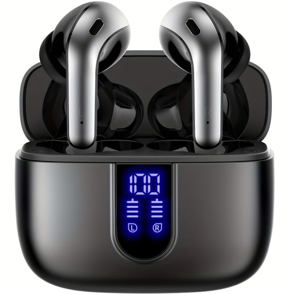 Trådlösa hörsnäckor 60H Playback LED Power Display med trådlöst case in-ear hörsnäckor med mikrofon Blue