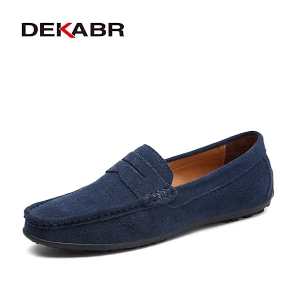 Dekabr Brand Spring Sommar Hot Sell Moccasins Män Loafers Hög Kvalitet Äkta Läder Skor Män Platt Lättviktiga Körskor 02 Dark Blue 13