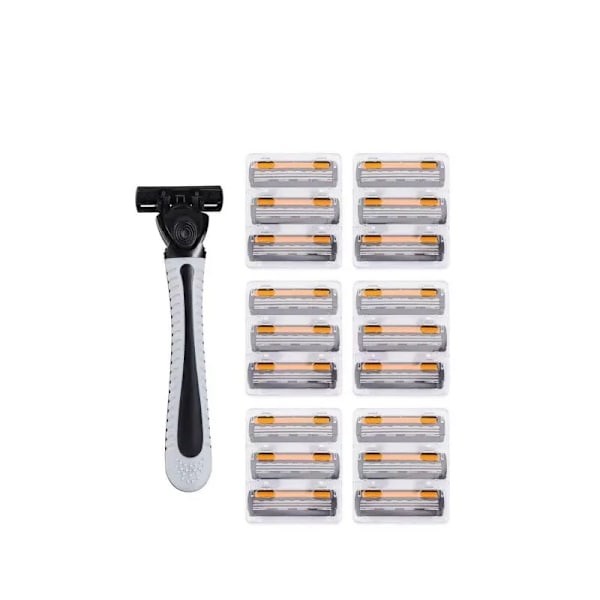 Barbermaskine Mænd Razor Tre Lag Rustfrit Stål Blad Barbermaskine Genanvendelig Hårfjerning Barbering Gammel Stil Med Smørestrimmel Manuel Barbermaskine Gray 7 pcs