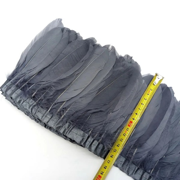 2 meter Gæssefjer Kant Trim Plumes DIY Nålarbejde Tilbehør Syning Bånd Til Bryllupskjole Dekoration Håndværk 15-20cm Grey feathers 2meters