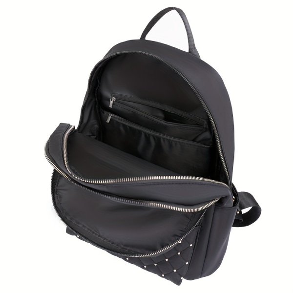 Trendig Argyle rutig ryggsäck, vattentät nylon ryggsäck i flera lager, perfekt dagsäck för dagligt bruk Black