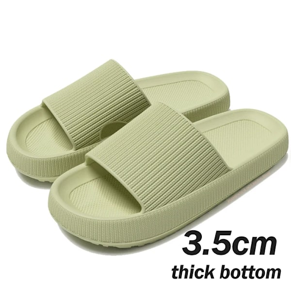 2024 Sommer Tøfler Mænd Blød Bund Indendørs Hjem Platform Sandaler Mode Flip Flops Strand Sko Par Icke-Slip Badrummer Billeder B-green 40-41(Fit 39-40)