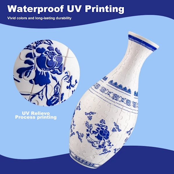 3D Puslespil Vase Panda Blomst Porcelæn Design Lavet af Plastik Hjem Dekoration og Blomsterarrangement Husopvarmning Børns Legetøj Gave white