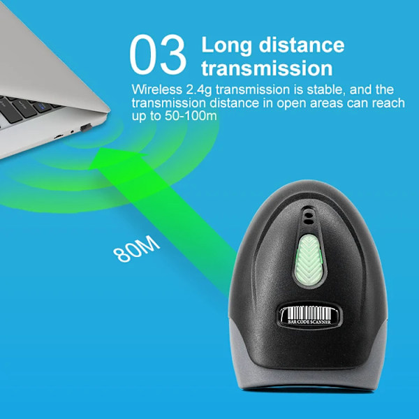 1D/2D stregkodescanner USB kablet/trådløs 2.4G WIFI Bluetooth håndholdt stregkodescanner QR-kodescanner CMOS-billede højhastighedsdekodning U20W Wireless