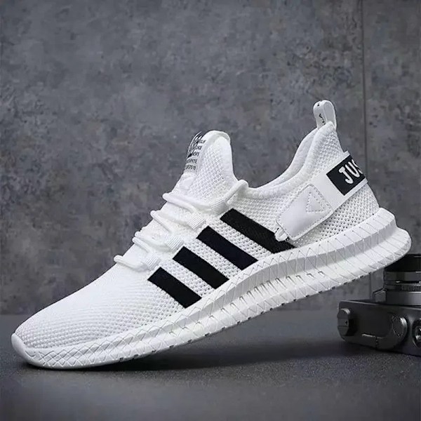 Mäns Vulcanize Skor Luft Mesh Andningsbart Lätt Gång Sneakers Sneakers Gym Sport Skor Manlig Tränare Chaus Säker Home WHITE 44