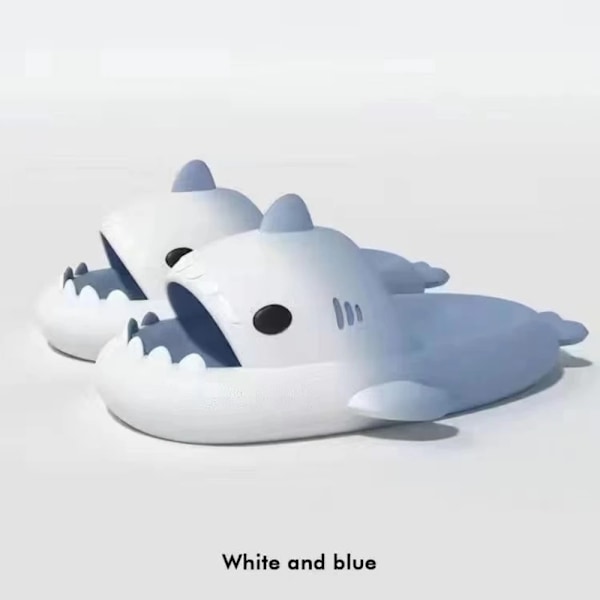 Sommer Kvinder Shark Tøfler Mænd Eva Solid Farve Slides Voksne Mode Tykke Såler Flip Flops Par Udendørs None Slip Sandaler blue 44-45