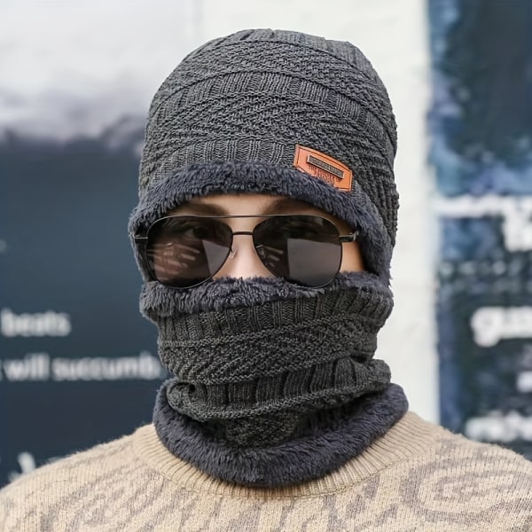2st vintermode förtjockat unisex universal : modemössor och halsduk , håll dig varm och snygg i vinter Dark Gray