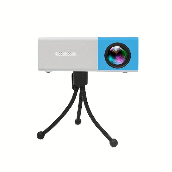 YG300/EU Miniatyr Bärbar HD Hemmabioprojektor Mobiltelefonprojektor 1080P Mini LCD-projektor Blue+Tripod Stand