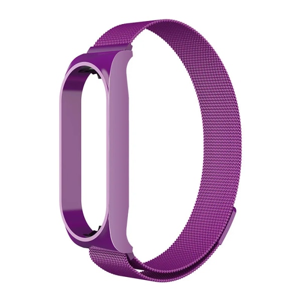 Milanese looprem för Xiaomi Mi Band 7 6 5 4 3 Magnetiskt armband i rostfritt stål Metallarmband för Xiaomi mi band 4 3 Remmar 10 purple Mi band 6 5