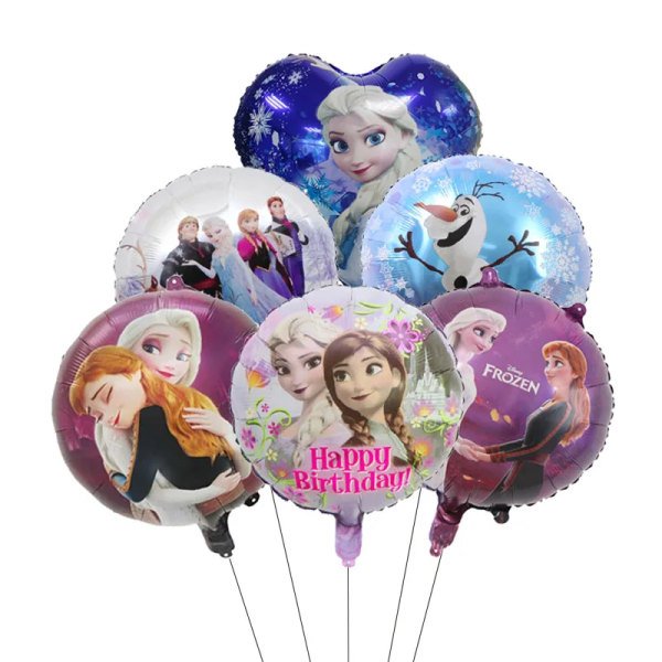 6st 18 tum Frozen Elsa ballonger Anna Olaf Princess Helium Globos Flickans födelsedagsfest Bröllop Baby Shower Dekorationer Barnleksak 6pcs B 18inch