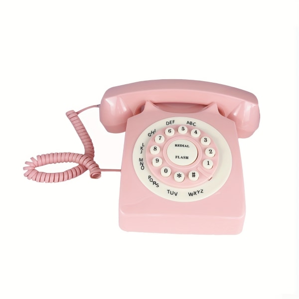 Rosa telefon, Retro fast hemtelefon med sladd, gammaldags stationär telefon för hem/kontor/hotell, trådbundna telefoner Green