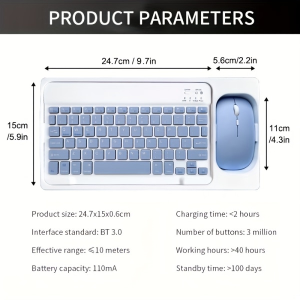 Flerfärgad trådlös set, miniportabel, tyst tangentbordsladdning, lämplig för iPad, surfplatta, bärbar dator, kontorsdatortangentbord Purple