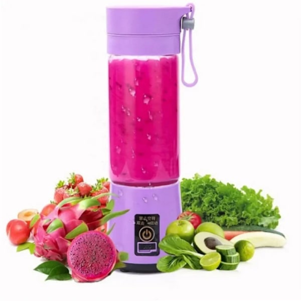 380ml kannettava mehumaija, sähköinen minisekoitin hedelmille, kodin monitoiminen smoothie-valmistaja, USB-ladattava sekoitin Purple