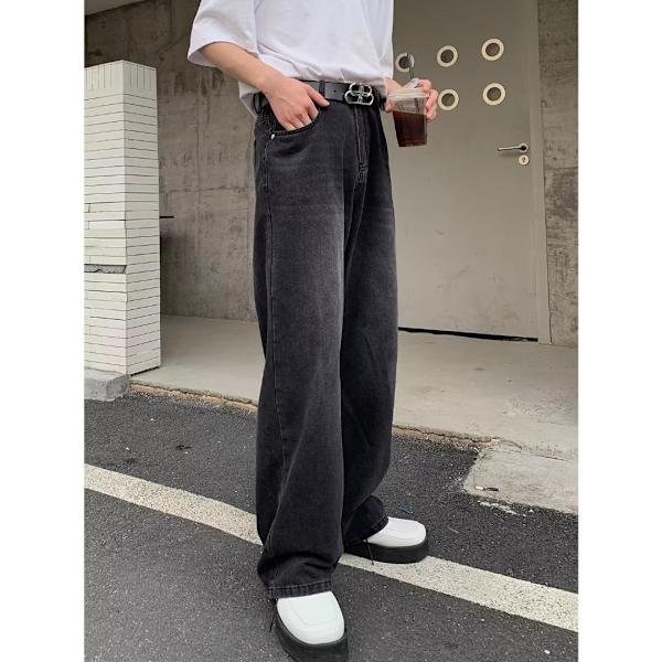 American Retro Bred Ben Jeans 2024 Alkukevät Uusi Korkea Vyötärö Löysä Roikkuva Suora High Street Moppi Housut Black S