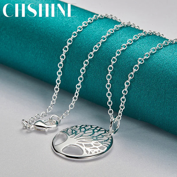 Chshine 925 Sterling Silver Runda Träd Liv 16-30 Tum Tätt Halsband För Kvinnors Bröllop Förlovning Chare M Modesmycken Snake Chain 50cm