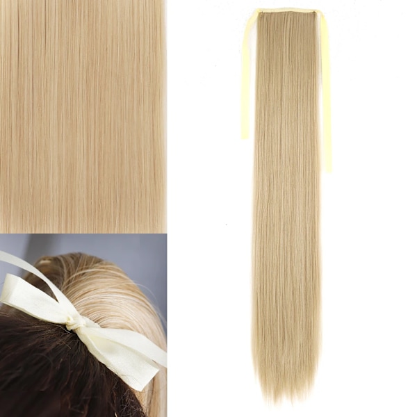 Merisihair Syntetiska Lång Rakt Wrap Runt Clip I Ponytail Hår Förlängning Värme Reistan Pony Svans Falska Hår D13-24-613 22inch 55cm