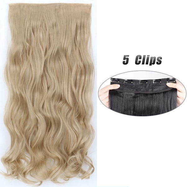 Syntetisk 5 Clip I Hår Extensions Lång Rak Frisyr Hårpiece Svart Brun Blond 80Cm Naturliga Falska Hår För Kvinnor 16 55CM-22inch