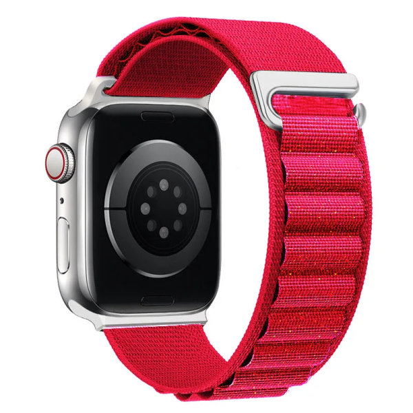 Alpine Strap For Apple Watch Ultra band 49mm 45mm 44mm 42mm 40mm 41mm 44 mm Nylon correa iWatch series 9 8 SE 5 7 6 2 red shiny 38mm 40mm 41mm