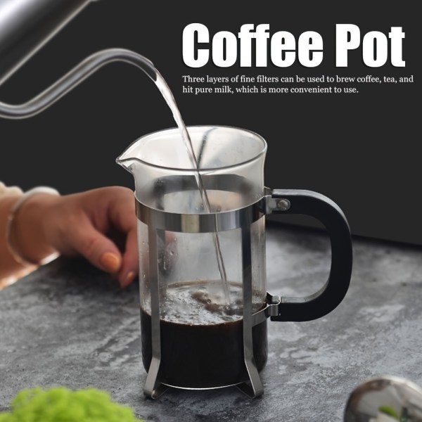 Glaskropp Högtemperaturbeständig pressfilter Kaffebryggare Kaffekanna för hushållsbruk