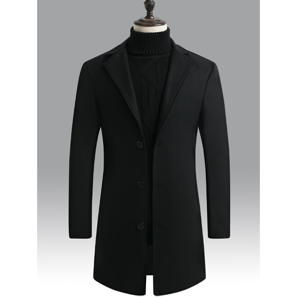 Klassisk design trenchcoat, mäns semi-formella Button Up Lapel Overcoat för höst och vinter verksamhet Khaki S(46)
