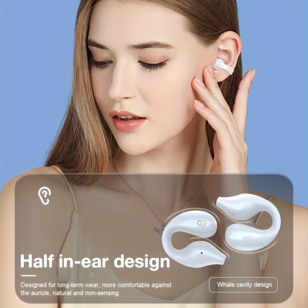 Trådlösa hörlurar 5.3 Air Conduction Ear Type Sport Clip Ear BT Headphones Högkvalitativa hörlurar Trådlösa Ear Clip Earphone Mini Black