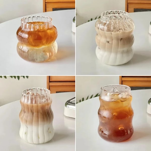 Ins Glaskop Varmebestandig Kop Drikkeglas Transparent Te Saft Mælk Kaffe Kop Hjem Vandglas Stribet Kop 410/650/530ml 650ml glass