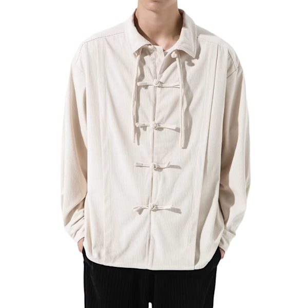 Tang Suit Tröja Mäns Vår Kinesiska Stil Mäns Kläder Förbättrad Hanfu Ungdom Retro Style Mode Märker Buckle Kinesisk Style Co Sommare Apricot L