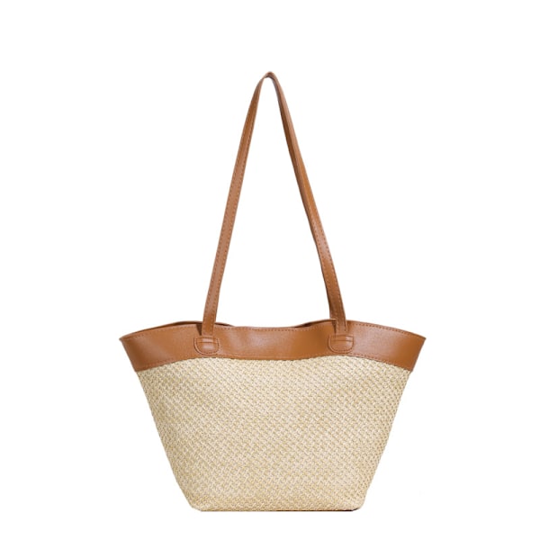 Straw Bag Female Special-Interest Design 2024 New Summer Weaving Cross Body Bucket Bag Fashion Hollowed-Out Seaside Beach Bag Brown