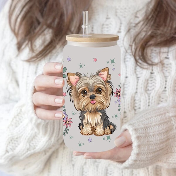 Uv Dtf Sticker Hund Tema För 16Oz Libbey Glasögon Wraps Cup Kan Göra Vattentät Lätt Att Använda Anpassade D11856 D11856 23cmX11cm