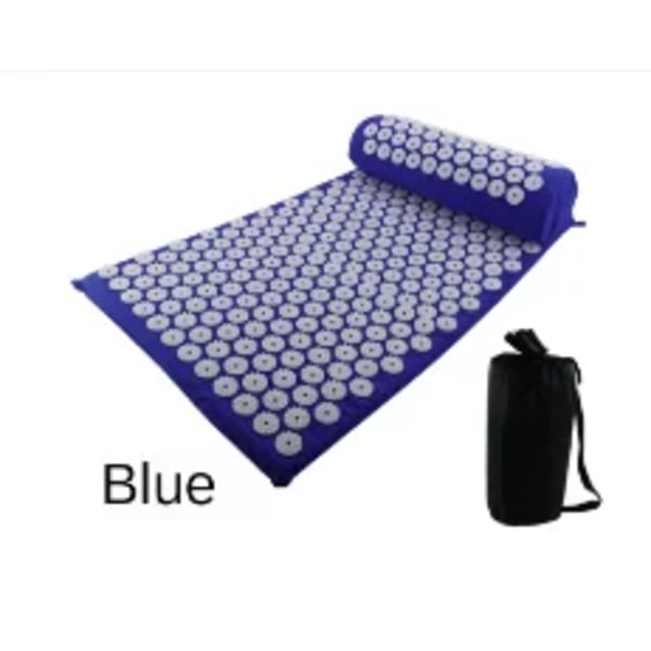 Yoga Massage Mat Acupressure Relieve Stress Back Cushion Massage Yoga Mat Back Pain Relief Needle Pad With Pillow Blue