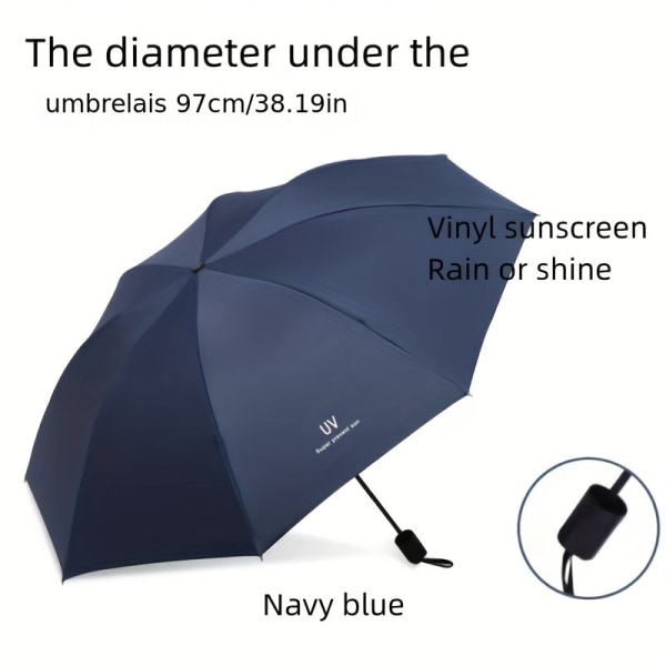 Stort paraply UV-skydd Vindtätt Fällbart Lättvikts manuellt solskydd Paraply för kvinnor och män Navy