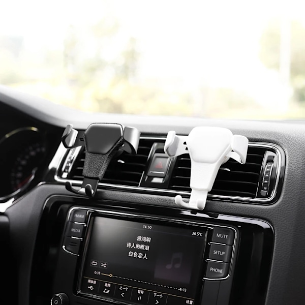 Universal Gravity Bil Air Vent Mount Cradle Hållare Stand För Iphone Huwei Samsung Mobiltelefon Gps-Stöd Handsfree Bilblås 2-White