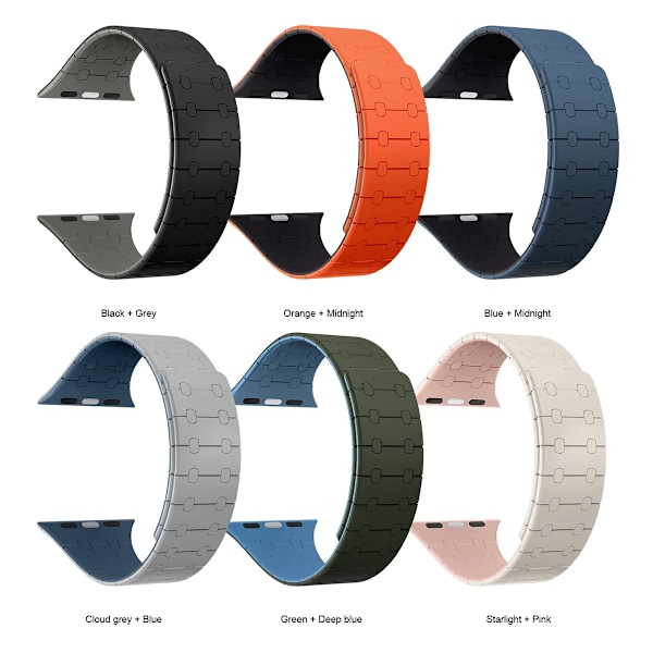 Silikon Magnetisk Rem För Apple Watch Band Ultra 2 49Mm 44Mm 40Mm 42Mm 41Mm 45Mm Armband Iwatch Serien 9 8 7 6 Se 5 4 Correa Starlight Pink 38mm 40mm 41mm