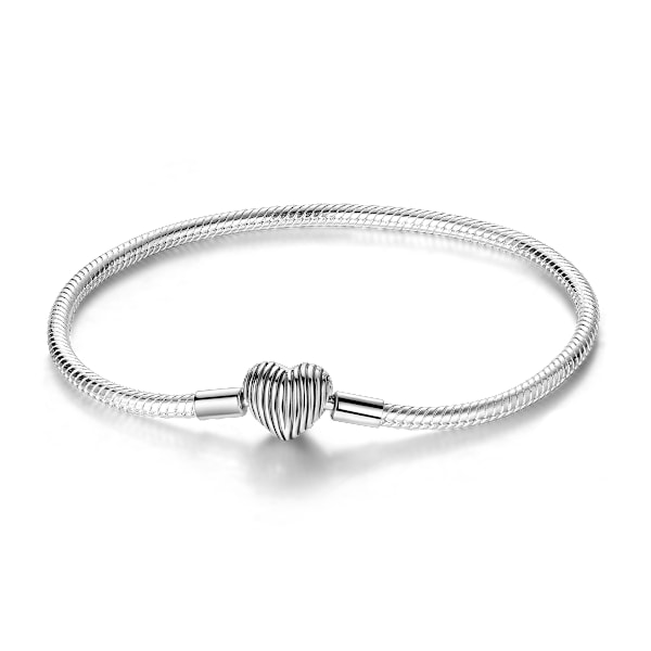 Ny Hot Sale 925 Sterling Sølv Armbånd Shiny Hjerte Armbånd Moment Armbånd Til Kvinder Passer Til Original Charm Smykker Kærlighedsgave KTB091 19cm