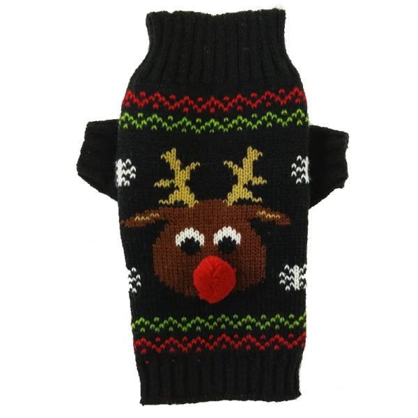 Vinter Hundkläder Jullovströja Chihuahua Teddy Outfit kappa för Liten Medium Stor Hund och Katt Höstvarm Black Deer XL