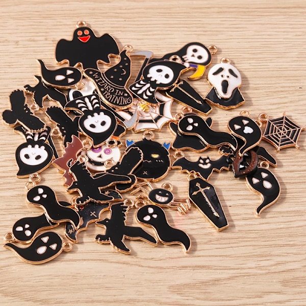 10 stk./parti Mix Sød Emalje Halloween Spøgelse Bat Charms Hænder Til Smykkefremstilling Drop Øreringe Halskæde Diy-Håndværkstilbehør Style 17