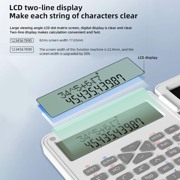 Vetenskaplig Räknemaskin Med Raderbar Skrivbord 2 Linje Lcd Display Vikbar Finansiell Math Calculator För Mellanhögskolan black