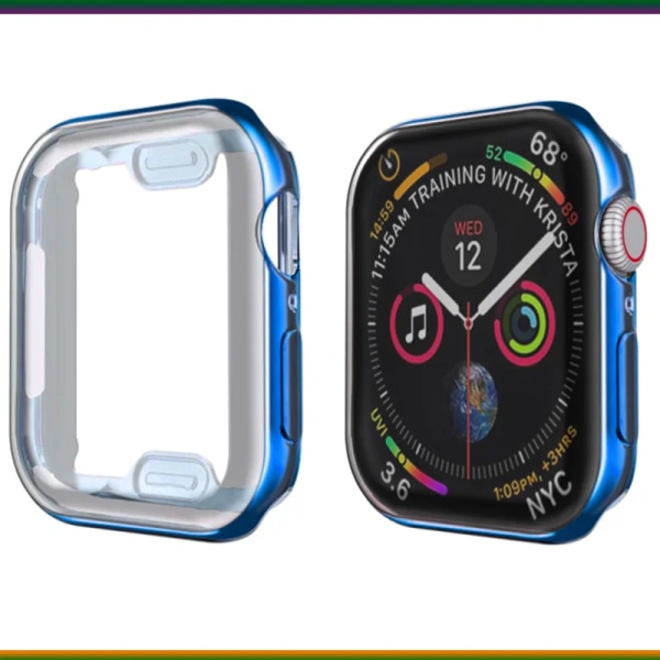 Cover watch för Apple Watch Series 8 7 6 5 case 3 2 SE Silikon genomskinligt case Skärmskydd iWatch 38 40 41MM 42 44 45MM Royal blue 7 40mm series 654 Se