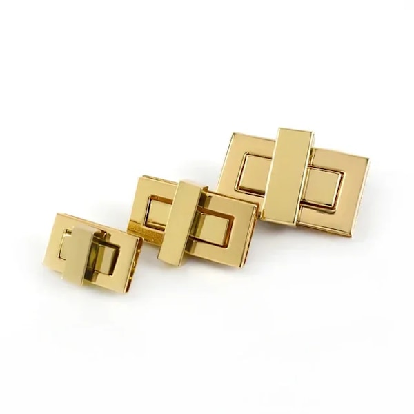 2/4 st Metalliska Kvadratiska Vridlås 32/44/52mm Handväska Dekorativ Spänne Läder Väska Tillverkning DIY Hårdvara Tillbehör LightGold 32X18mm-4Pcs