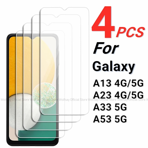 2/4Pcs Skärmskydd För Samsung Galaxy A13 Härdat Glas För Samsung Galaxy A13 A23 A33 A531 5G Full Lim Omslag Telefon Glas For Galaxy A33 5G 4PCS Tempered Glass