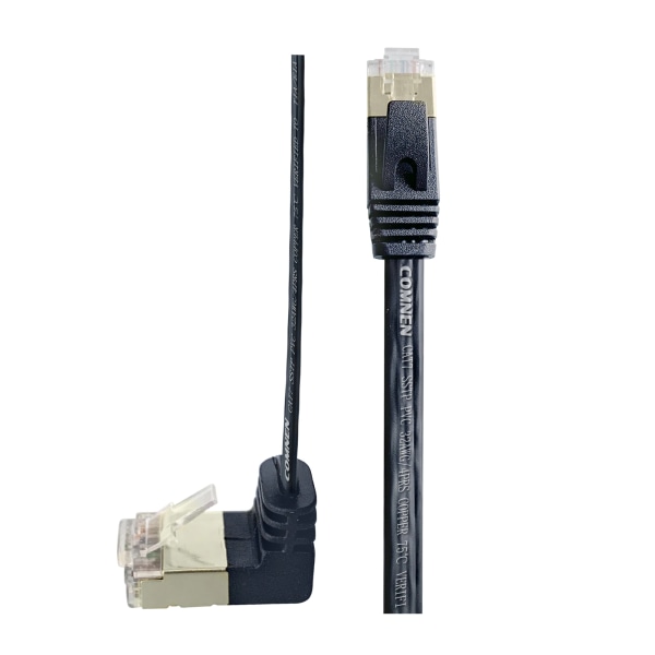 COMNEN-Câble Ethernet Cat7 à Angle Pio, RJ45 SSTP 90, Resistant, Patch Haut et Bas, 1/3/5 Pieds, LAN Réseau pour Routeur, Modem, PC, PS4 0.3m Straight up 90