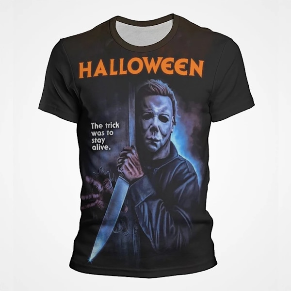 Halloween T-paidat Kauhuelokuva 3D Tulosta Michael Myers Pelottava Katumuoti Miehet Naiset Cool Muoti Ylisuuri T-paita Ki Tees Toppi ETF3B202321114 100