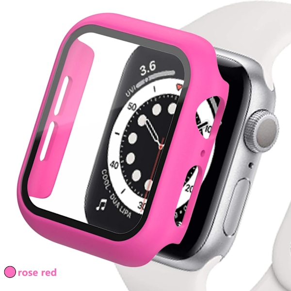 Karkaistu lasikotelo Apple Watch -lisävarusteille 44 mm 45 mm 41 mm 40 mm Näytönsuoja Apple Watch Series 9 8 7 6 5 4 Se 3 rose red 38MM