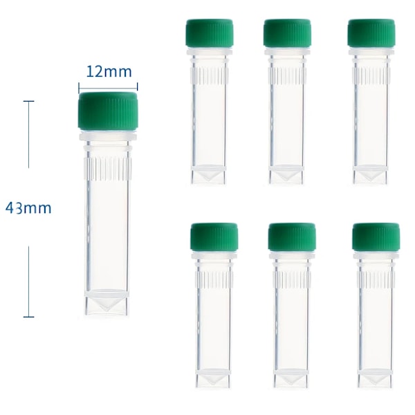 25/50 st. 1-10 ml Plastprovrör, Provbehållare, Pulver, Hantverk, Skruvlock, Flaskor för Kontor, Skola, Kemikalier 1ml Green 50pcs