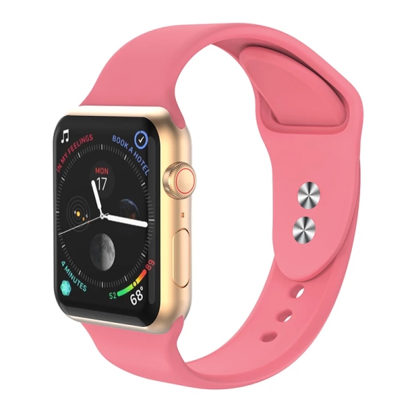 Silikonband för Apple Watch Series 3 4 5 6 SE 7 8 iWatch Armband 38mm 40mm 41mm 42mm 44mm 45mm 49mm Ultra Apple Watch Strap Bright pink 38mm-40mm-41mm M-L