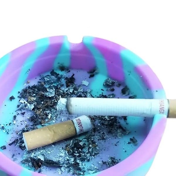 1St 10 Farver Glow I Mørket Lysfølsom Silikon Blød Askebæger Til Rygning Cigaret Cigar White dark blue