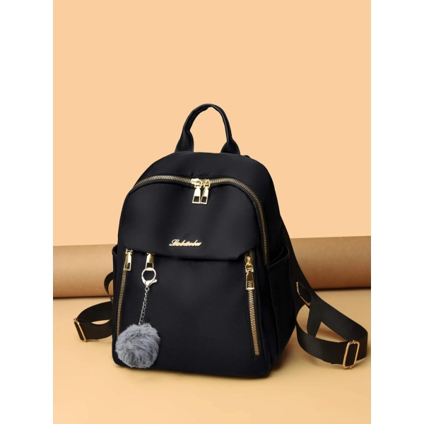 Mini Oxford tygryggsäck för kvinnor Vattentät resedagssäck, Casual Student School Bag Black