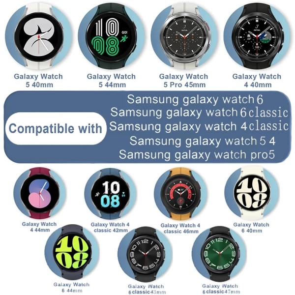20mm band för Samsung Galaxy Watch 6/5/4/Classic 47mm 43mm 40mm 44mm Milanese Loop Armband correa Galaxy Watch 5 pro 45mm rem Silver