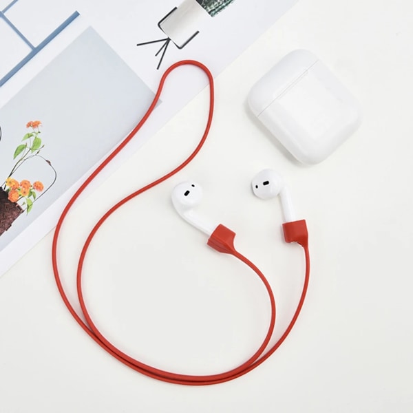 Kuulokkeiden hihna Airpods 3 2 1 Prolle Anti Lost Silikoni Repu Pidike Kaapel Bluetooth-yhteensopivalle Kuulokkeelle Kaulanauha Red 2 Pcs